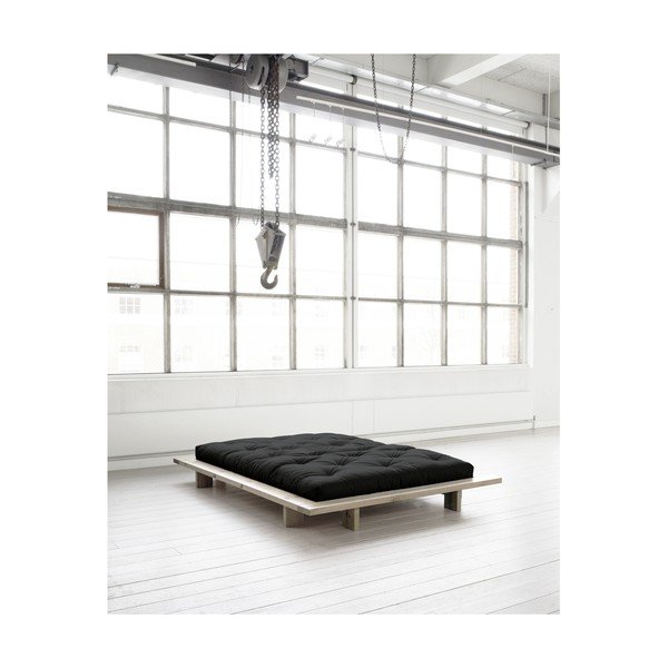 Japan Comfort Mat Raw/Black borovi fenyőfa franciaágy matraccal, 160 x 200 cm - Karup Design-image-3