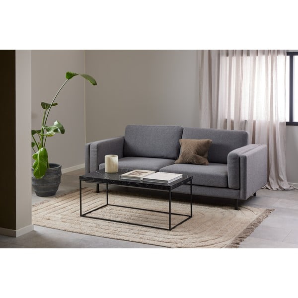 Fekete dohányzóasztal márvány dekoros asztallappal 55x110 cm Barossa – Actona-image-1