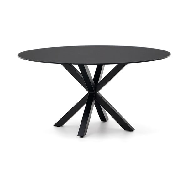 Fekete kerek étkezőasztal üveg asztallappal ø 150 cm Argo – Kave Home