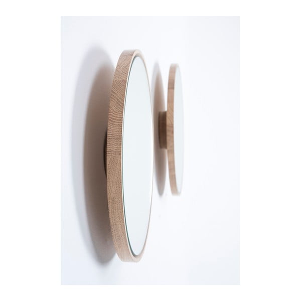 Look falitükör tömör tölgyfa kerettel, ⌀ 32 cm - Gazzda-image-3