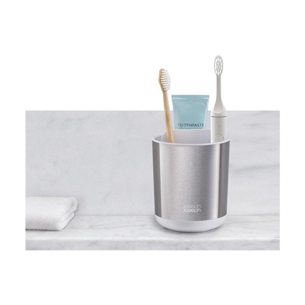 Ezüstszínű rozsdamentes acél fogkefetartó pohár Duo Steel – Joseph Joseph-image-4