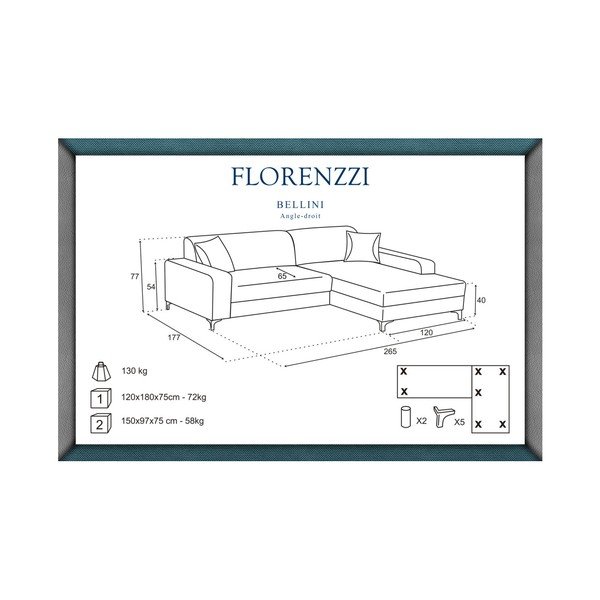 Bellini piros kanapé, jobb oldali kivitel - Florenzzi-image-1