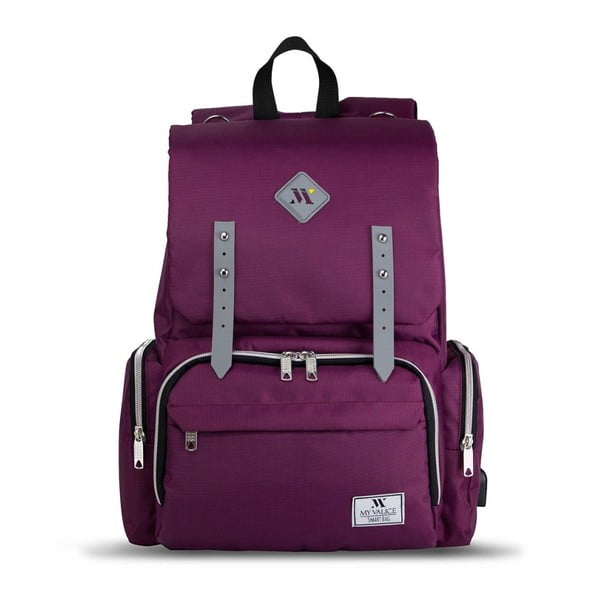 MOTHER STAR Baby Care Backpack lila hátizsák anyukáknak USB csatlakozóval - My Valice-image-2