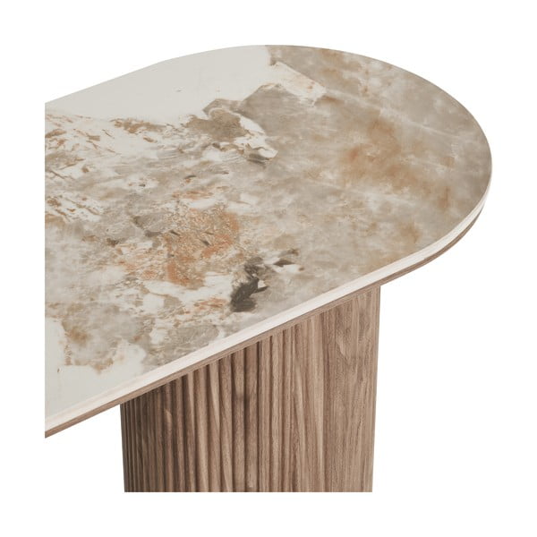 Bézs-natúr színű konzolasztal márvány dekoros asztallappal 40x120 cm Athens – House Nordic-image-3