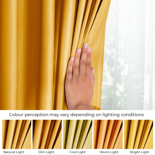 Sárga bársony dimout (részleges sötétítő) függöny 140x245 cm Eyelets – Restilo-image-4