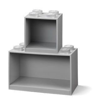 Brick 2 db-os gyerek szürke fali polc szett - LEGO®