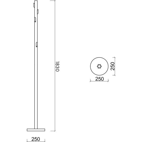 Bézs fém fogas ø 25x183 cm Yuko – noo.ma-image-3