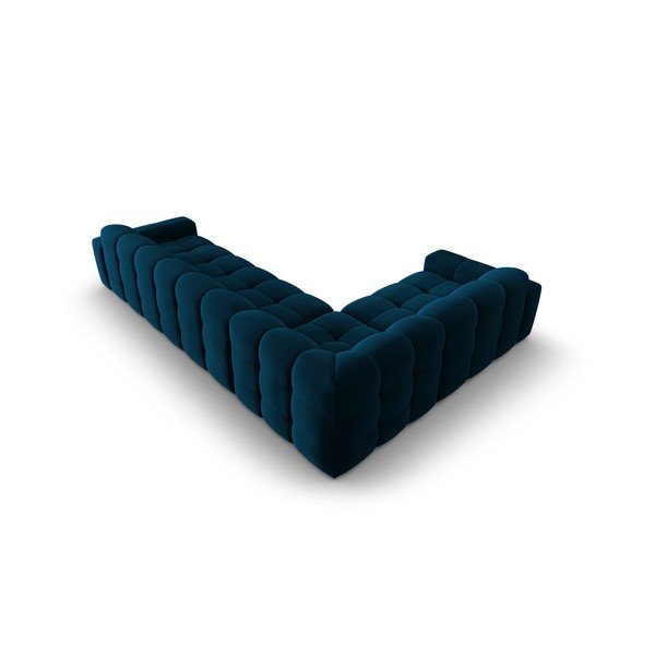 Sötétkék bársony sarokkanapé (bal oldali) Kendal – Micadoni Home-image-4