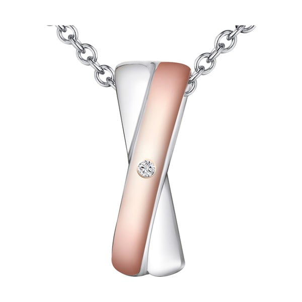 Albina ezüst nyaklánc rozéarany részletekkel és valódi gyémánttal, hossza 45 cm - Tess Diamonds