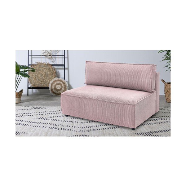 Világos rózsaszín kordbársony kanapé modul (középső rész) Nihad modular – Bobochic Paris-image-1