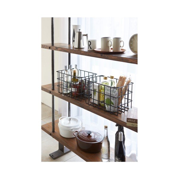 Tower Compact fekete egymásra rakható tároló kosár - YAMAZAKI-image-1