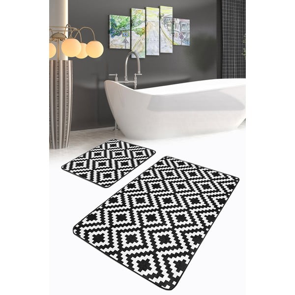 Fehér-fekete fürdőszobai kilépő szett 2 db-os 60x100 cm – Mila Home-image-2