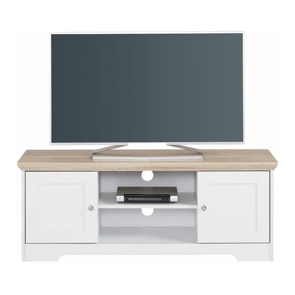 Annie fehér TV asztal tölgyfa színű lappal, 120 x 45 cm - Støraa