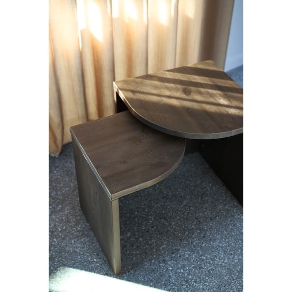 Sötétbarna borovi fenyő dohányzóasztal szett 2 db-os Combine – Karup Design-image-4