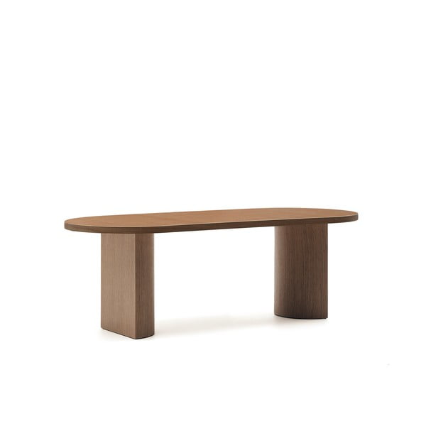 Kerek étkezőasztal diófa dekoros asztallappal 100x200 cm Nealy – Kave Home-image-4