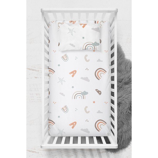 Fehér renforcé pamut gyerek lepedő babaágyhoz 100x150 cm Abc – Mijolnir-image-1