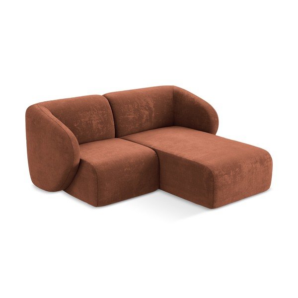 Terrakotta színű zsenília sarokkanapé (jobb oldali-heverő résszel) Lani – Makamii-image-2