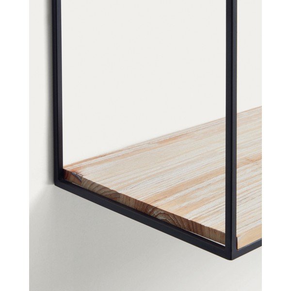 Fekete-natúr színű jegenyefenyő fali polc 90 cm Elisha – Kave Home-image-3