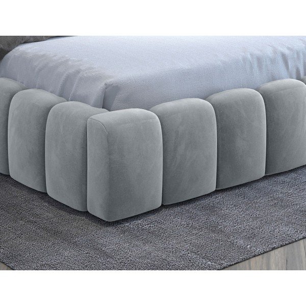 Világosszürke kárpitozott ágyneműtartós franciaágy ágyráccsal 160x200 cm Lamica – ELTAP-image-4