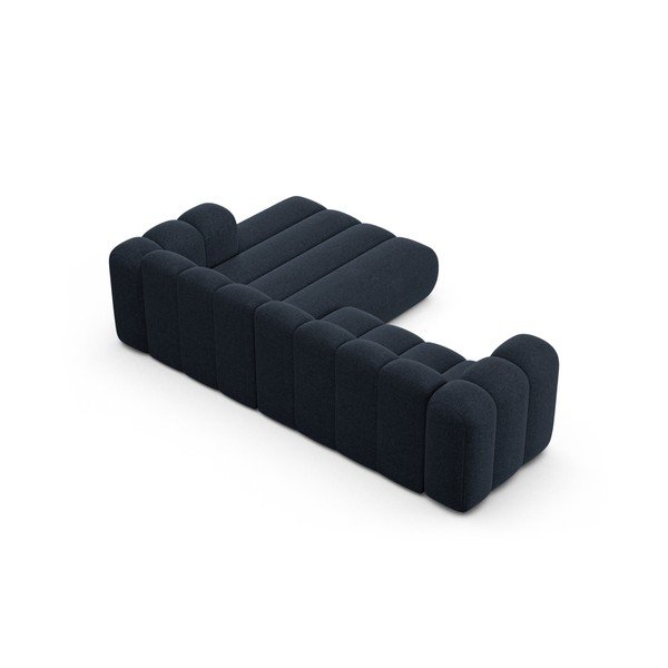 Sötétkék zsenília sarokkanapé (jobb oldali-heverő résszel) Lupine – Micadoni -image-3