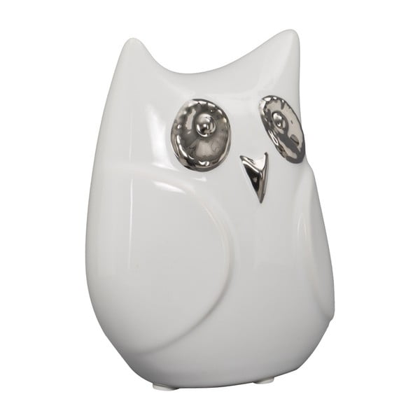 Gufo Funny Owl fehér kerámia dekoráció, magasság 13 cm - Mauro Ferretti