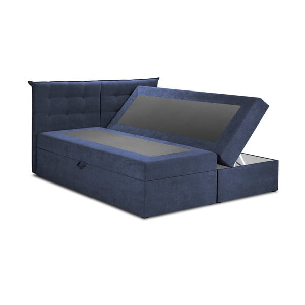 Sötétkék boxspring ágy tárolóhellyel 200x200 cm Echaveria – Mazzini Beds-image-2