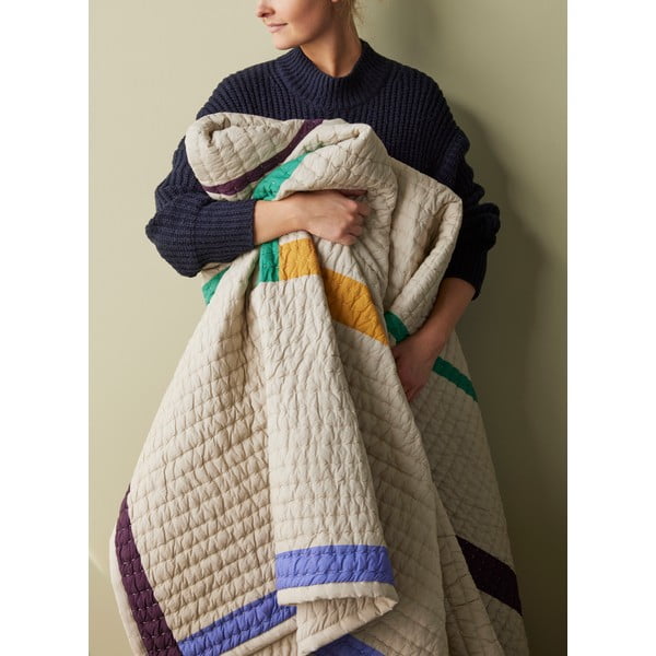 Bézs pamut ágytakaró franciaágyra 260x260 cm Twist - Hübsch-image-3