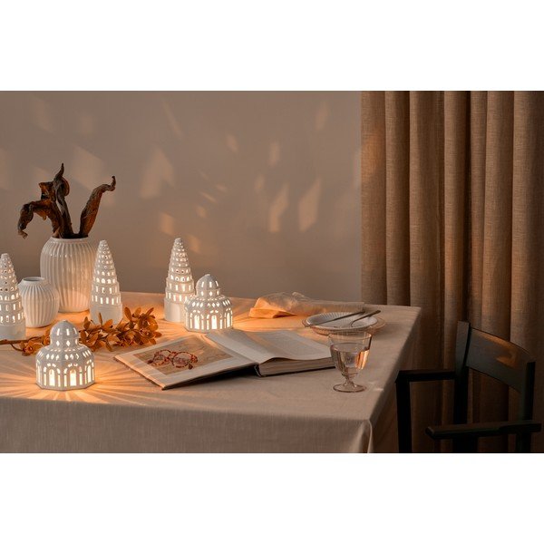 Lighthouse fehér karácsonyi kerámia gyertyatartó, ø 9 cm - Kähler Design-image-1