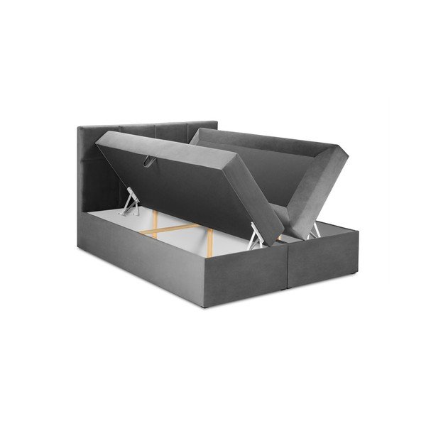 Szürke boxspring ágy tárolóhellyel 160x200 cm Mimicry – Mazzini Beds-image-3