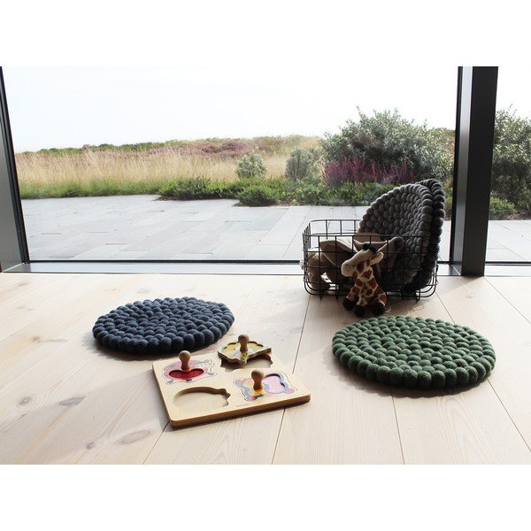 Ball Chair Pad sötétkék golyós, gyapjú, gyerek székpárna, ⌀ 30 cm - Wooldot-image-4