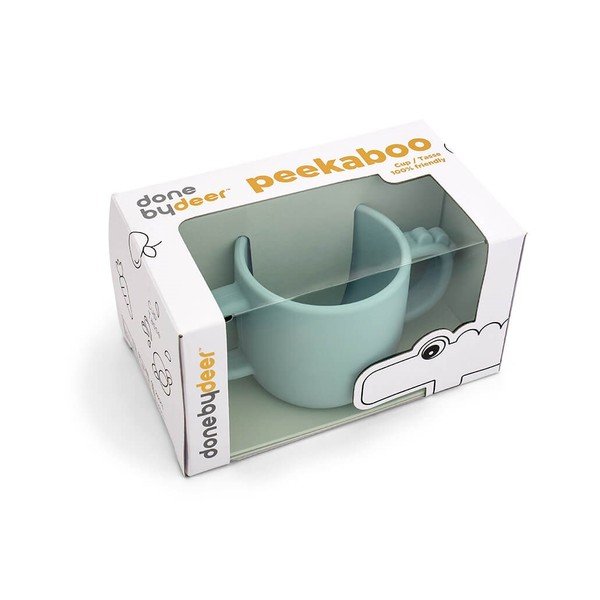 Kék szilikon gyerek bögre 170 ml Peekaboo Croco - Done by Deer-image-2