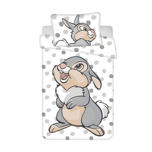Fehér-szürke pamut gyerek ágyneműhuzat babaágyhoz 100x135 cm Thumper "Dots" – Jerry Fabrics
