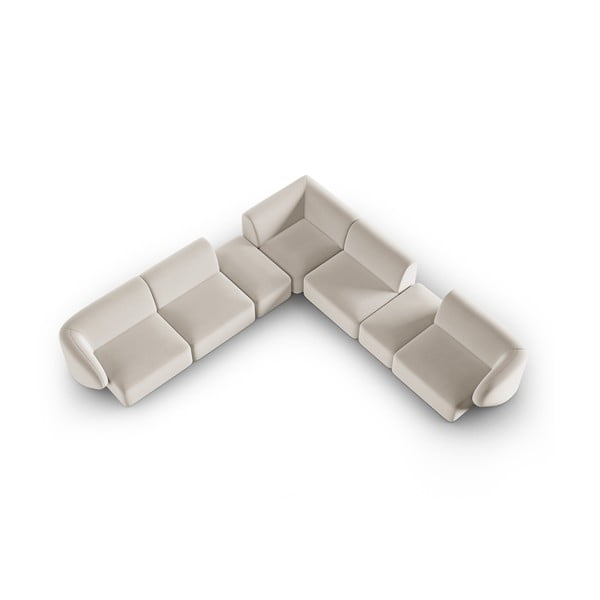 Bézs bársony sarokkanapé Paolo – Milo Casa-image-1