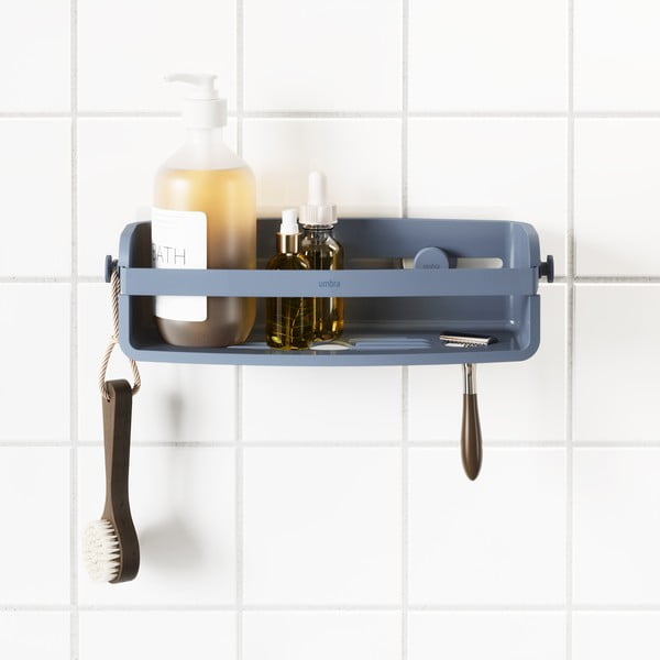Kék öntapadós újrahasznosított műanyag fürdőszobai polc Flex – Umbra-image-2
