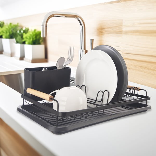 Fekete fém edényszárító 43x23,5 cm Radka – Orion-image-1