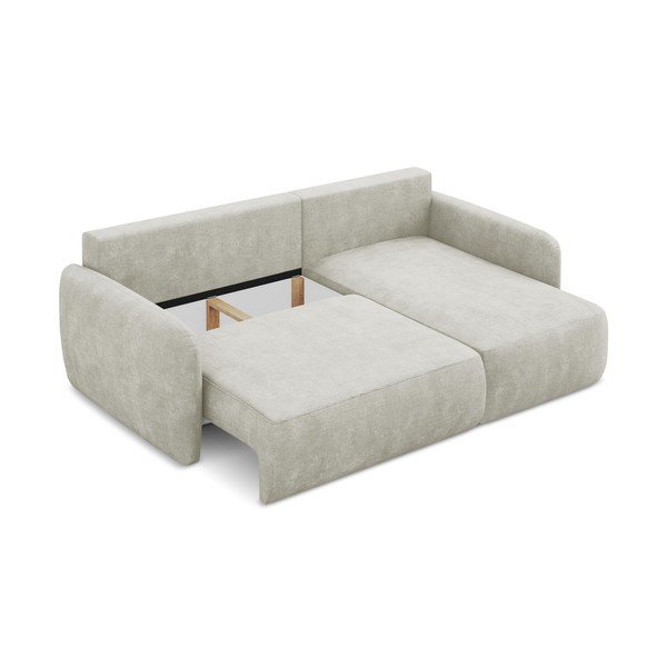 Krémszínű zsenília kinyitható-tárolóhelyes sarokkanapé (jobb oldali-heverő résszel) Lilo – Makamii-image-3