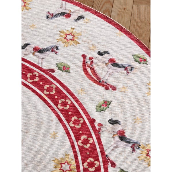 Piros kerek szőnyeg karácsonyi mintával ø 160 cm Toy's Delight Rocking Horse – Villeroy&Boch-image-3
