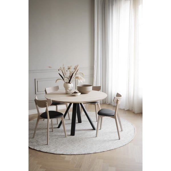 Natúr színű kerek étkezőasztal tölgyfa asztallappal ø 130 cm Carradale – Rowico-image-4