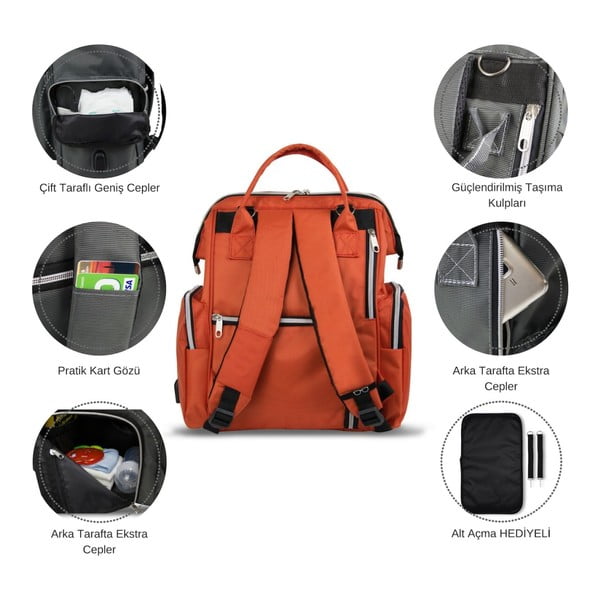 HAPPY MOM Baby Care Backpack zöld hátizsák anyukáknak USB csatlakozóval - My Valice-image-4