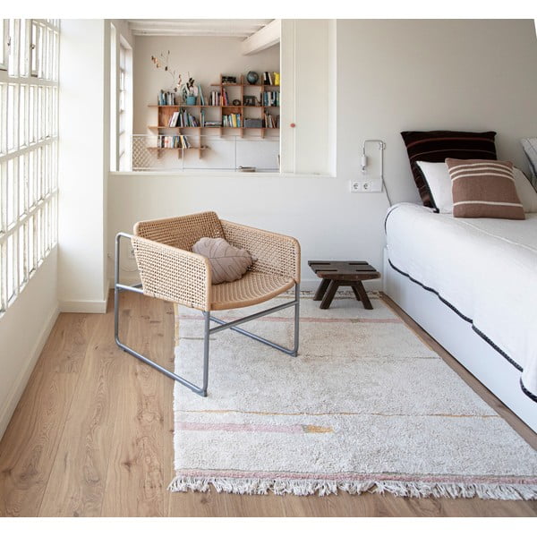 Rózsaszín-krémszínű mosható kézi szövésű pamut szőnyeg 140x200 cm Lanes Vintage Nude – Lorena Canals-image-1