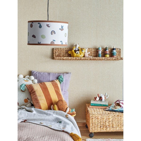 Fehér-barna gyerek lámpabúra textil búrával ø 34 cm Agnes – Bloomingville Mini-image-1