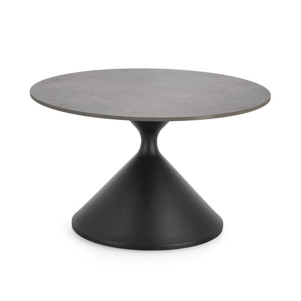 Fekete kerek dohányzóasztal márvány dekoros asztallappal ø 70 cm Joona – Bizzotto