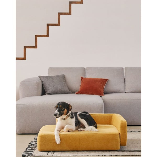 Mustársárga kutyafekhely 96x70 cm Bowie - Kave Home-image-1