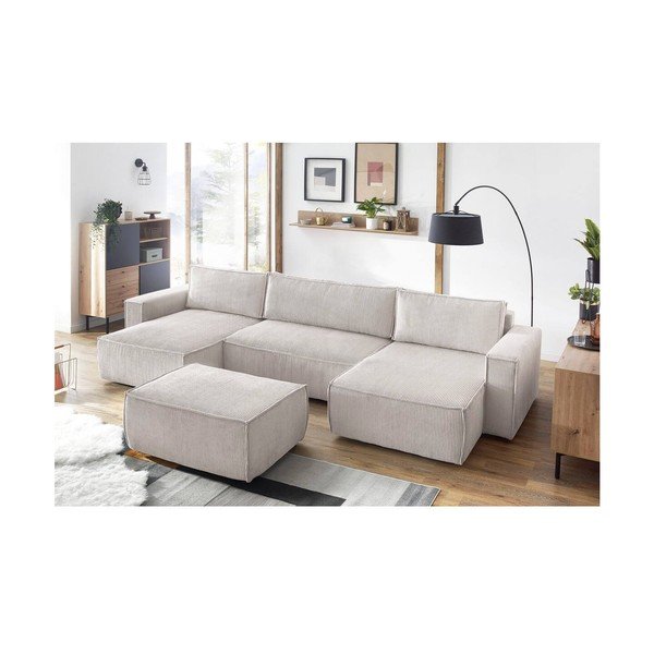 Bézs kordbársony puff Nihad – Bobochic Paris-image-1