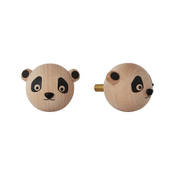 Natúr színű fali bükkfa akasztó Panda – OYOY Mini