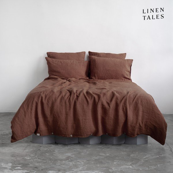 Sötétbarna egyszemélyes len ágyneműhuzat 140x200 cm Chocolate – Linen Tales