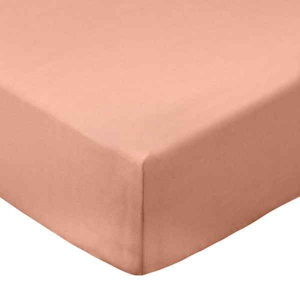 Terrakotta színű gumis pamut-perkál lepedő 90x190 cm Cotton Percale – Bianca
