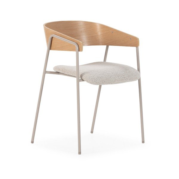 Világosszürke-natúr színű kárpitozott karfás étkezőfotel szett 2 db-os Cora – MOME