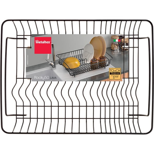 Rectangular Lava fekete rozsdamentes acél edénycsepegtető - Metaltex-image-2