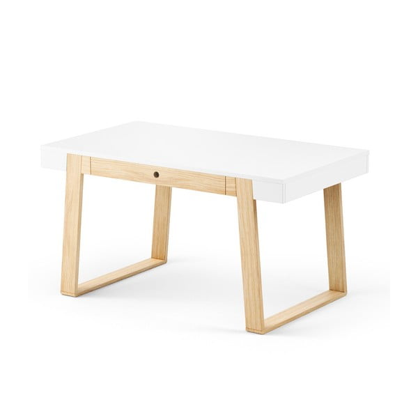 Magh tölgyfa étkezőasztal fehér asztallappal és a fehér részletekkel, 140 x 80 cm - Absynth